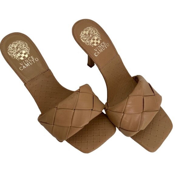 Vince Camuto Brelanie Sandals Slides Tan Size 8M  Leather 3 1/2 - Picture 7 of 9